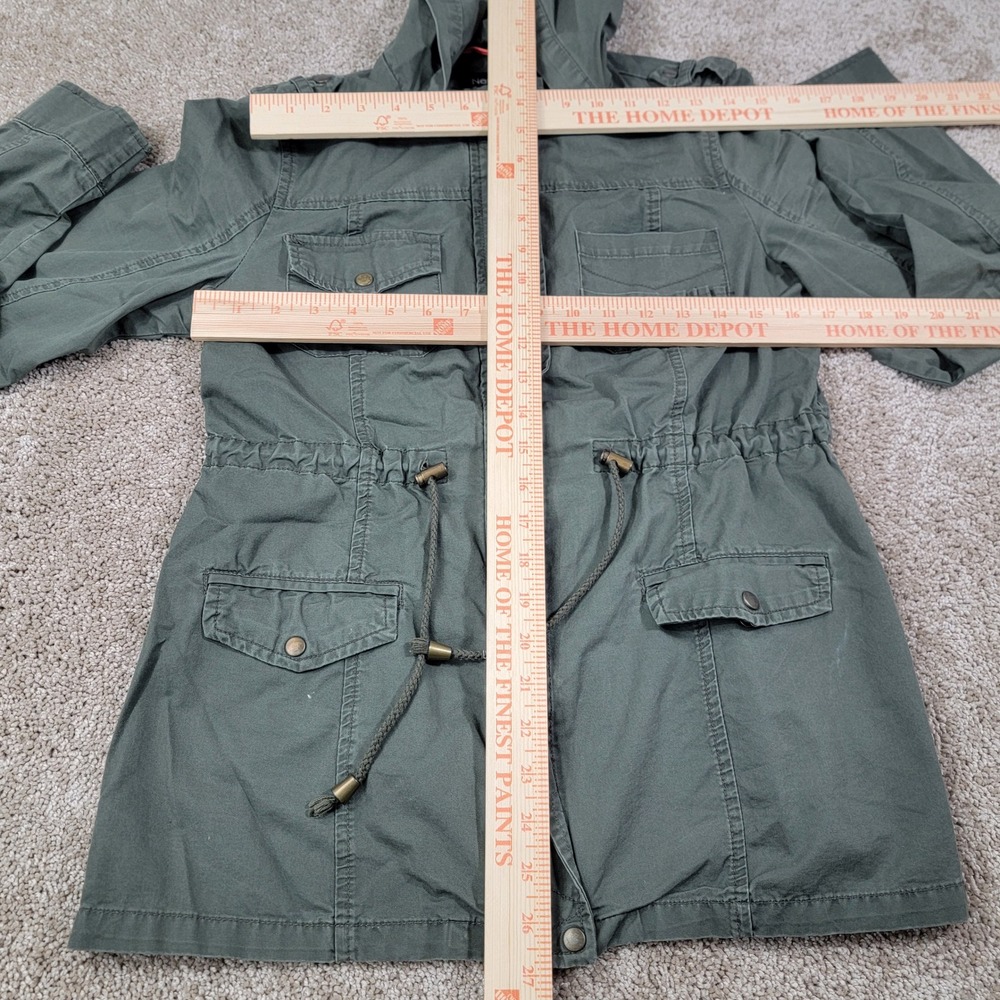 New Look Womens Olive Green Utility Anorak Jacket Hooded Drawstring Waist Sz Med - Picture 3 of 4